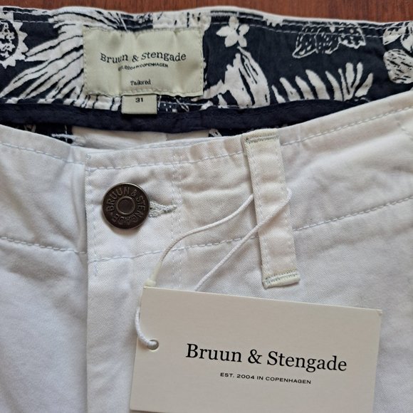 New Bruun & Stengade Men's White Floral Shorts Size 31 - Picture 8 of 9